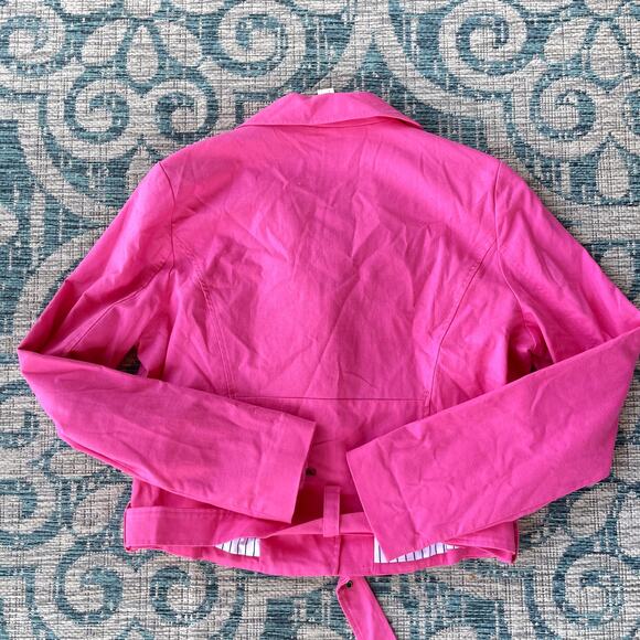 Dolan Left Coast Women's Pink Linen Blend Moto Jacket - Size L - Picture 4 of 8